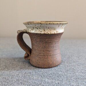 Handmade Studio Pottery Mug, Brown with White and Green Spackle